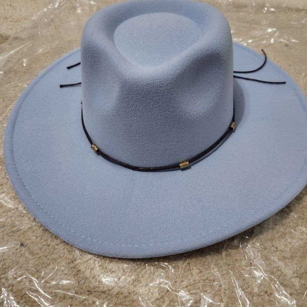NWT Felt Bow-Trim Panama Hat - Baby Blue - Picture 3 of 3